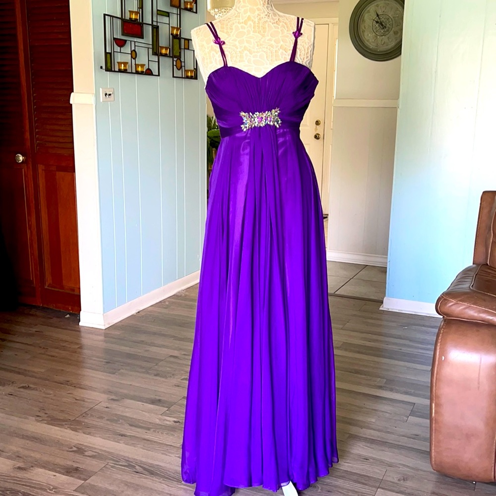La Femme purple chiffon long gown